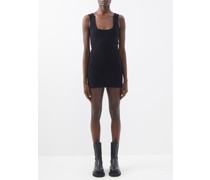 Scoop-neck Ribbed Cotton-blend Mini Dress