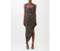 Cayla Halterneck Spot-print Velvet Dress