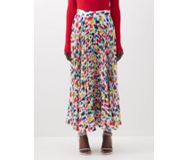 Jupe midi en cady imprimé Neon Smudge
