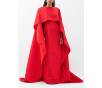 Cape-overlay Silk-faille Gown