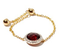 January Diamond, Garnet & 14kt Gold Chain Ring