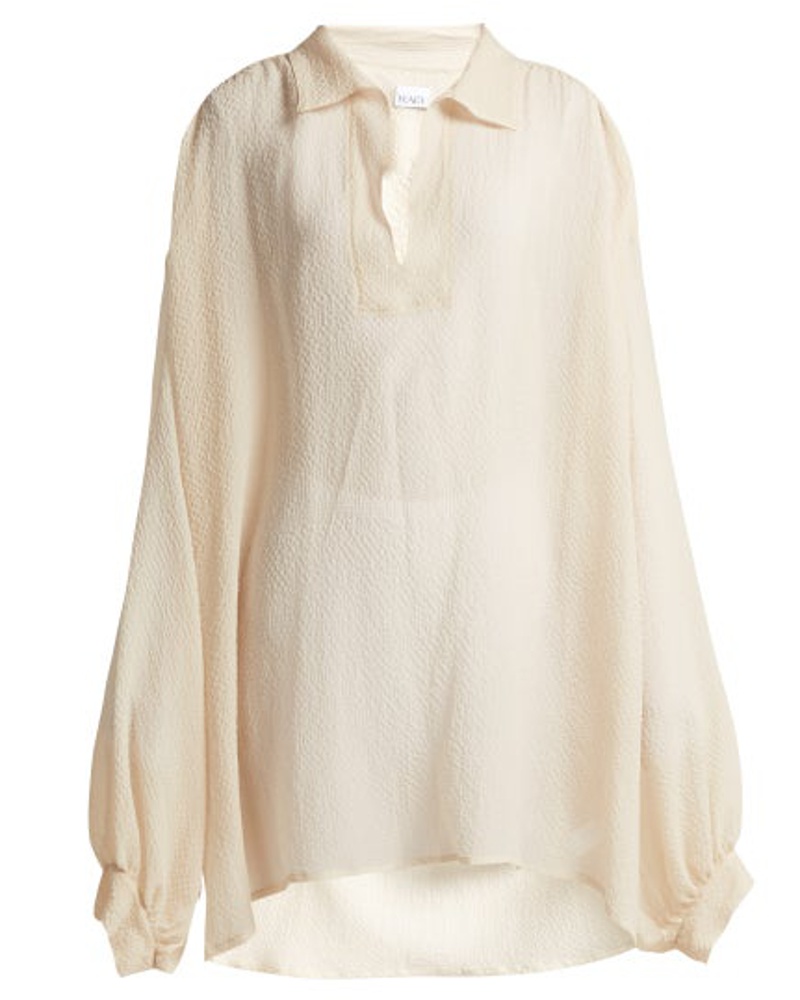 Raey Damen Sheer Silk-seersucker Smock Blouse