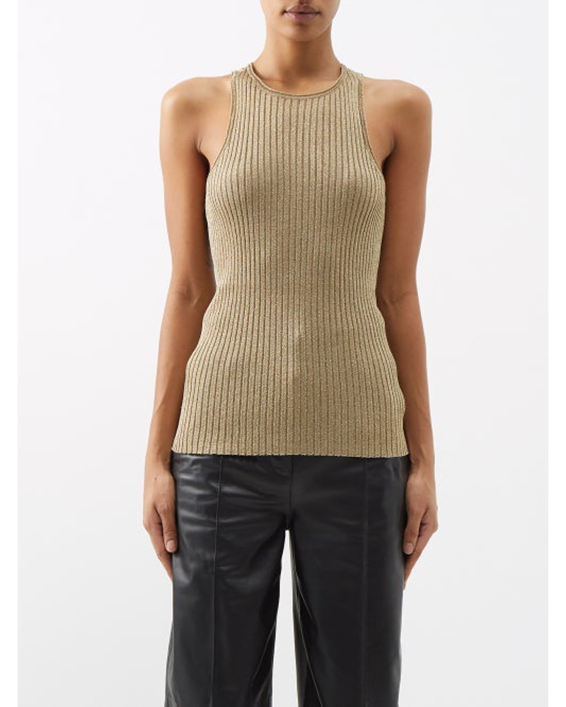 Stella McCartney Damen Ribbed Racerback Lurex Top