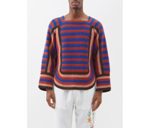 Four Stripe Crocheted Merino Sweater