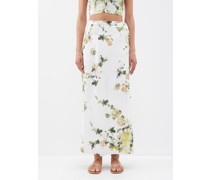Vacation Hermia Floral-print Linen Wrap Skirt