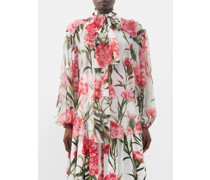 Happy Garden Carnation-print Silk-chiffon Blouse