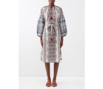 Tula Paisley-print Cotton-khadi Belted Dress