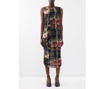 Tullia Ruffled Floral-print Mesh Midi Dress
