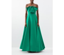 Bow-embellished Strapless Taffeta Gown