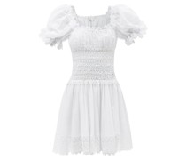 Melissa Puff-sleeve Cotton-voile Mini Dress
