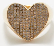 Crystal-pavé 14kt Gold-plated Signet Ring