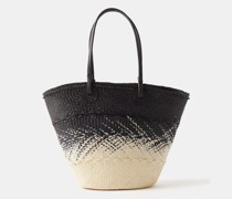 Baby Ombré Leather-trimmed Raffia Basket Bag