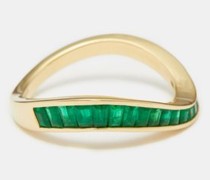 Wave Emerald & 9kt Gold Ring