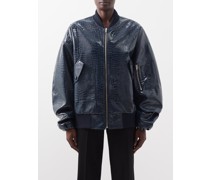 Hane Croc-effect Faux-leather Bomber Jacket