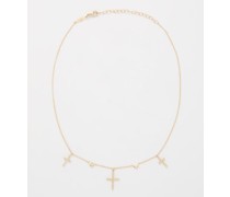 Triple Cross Diamond & 14kt Gold Necklace