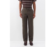 Fishtail Flat-front Linen Trousers