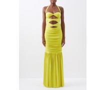 Peekaboo Mio Halterneck Stretch-jersey Gown