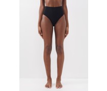 High-rise Smocked Bikini Briefs