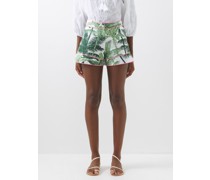 Palm-print Organic-cotton Shorts