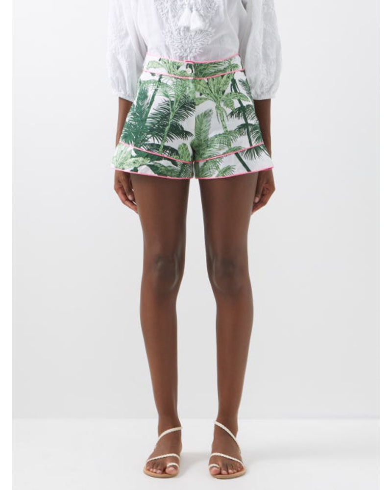 Juliet Dunn Damen Palm-print Organic-cotton Shorts