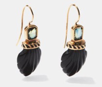 Deco Sapphire, Onyx & 18kt Rose-gold Earrings