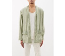 Frayed-edge Cotton-jute Cardigan