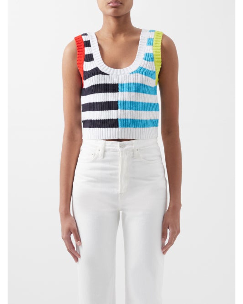 STAUD Damen Newport Stripe-intarsia Cotton-blend Tank Top