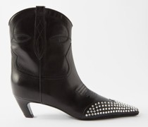 Dallas Crystal Leather Point-toe Boots