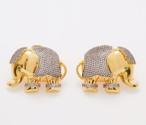 Elephant Crystal 24kt Gold-plated Clip Earrings