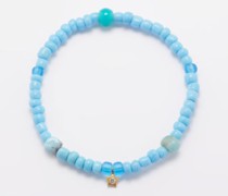 Diamond, Larimar & 18kt Gold Bracelet