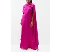 Corin + Diana Caped Silk-satin Gown
