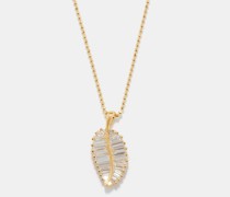 Palm Leaf Diamond & 18kt Gold Necklace