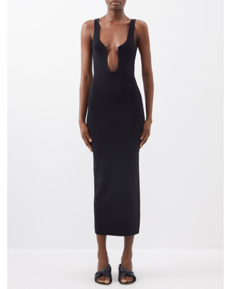 Christopher Esber Damen U Neck Orbit Plunging Ribbed-knit Dress