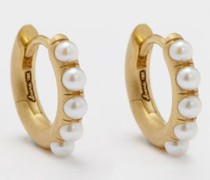 Pearl & 18kt Gold Hoop Earrings