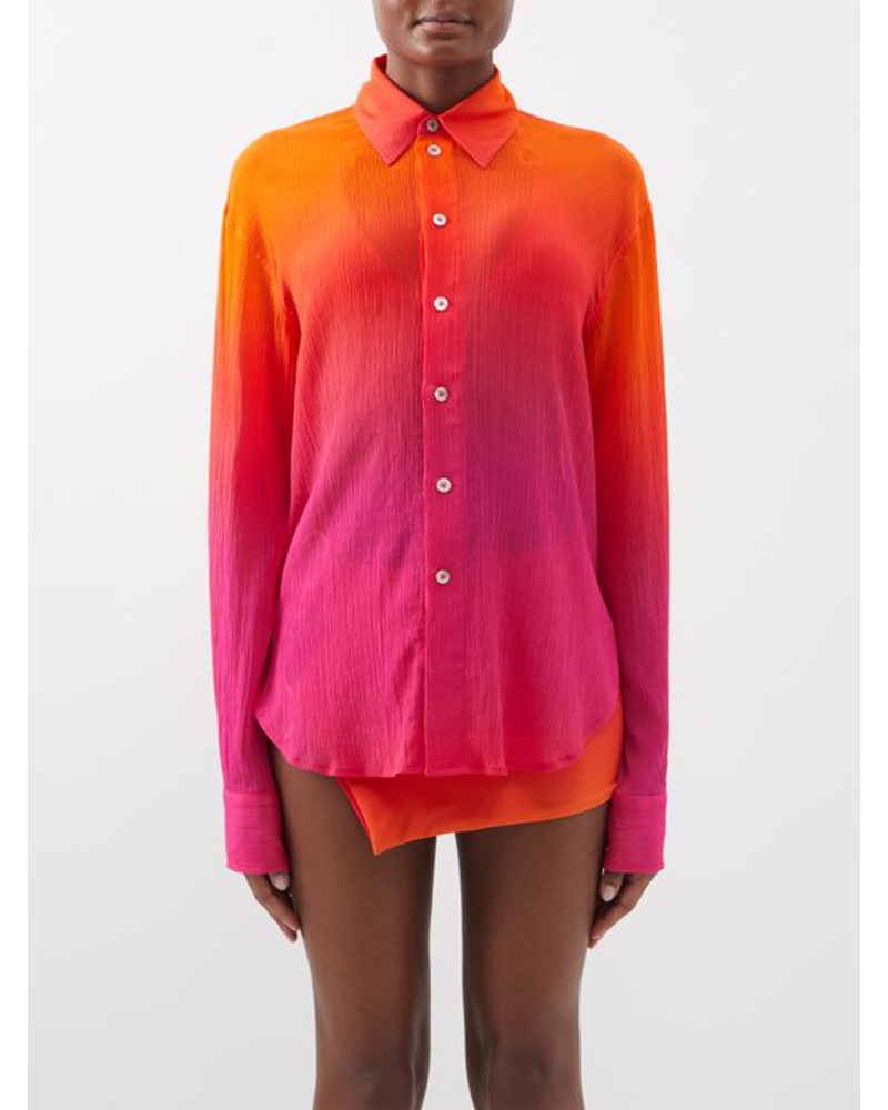 Louisa Ballou Damen Gradient-print Cotton-blend Crepe Shirt