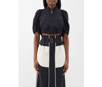 Shawna Puff-sleeve Cropped Bomber Jacket