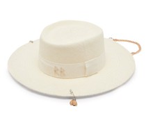 Chain-strap Straw Gambler Hat