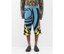 Mystic-appliqué Panelled Cashmere Shorts