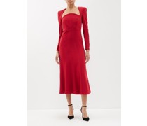 Curved Square-neck Crepe Midi Dress