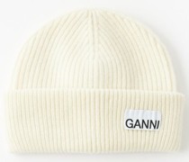 Logo-patch Ribbed Wool-blend Beanie