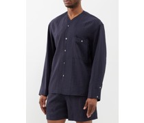 V-neck Crinkled-canvas Shirt