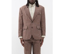 Geometric-jacquard Cotton-blend Suit Jacket