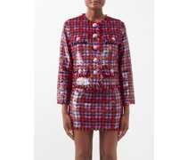 Houndstooth Sequinned Georgette Jacket