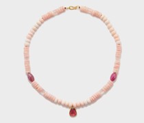 Ruby, Opal, Quartz & 18kt Gold Necklace