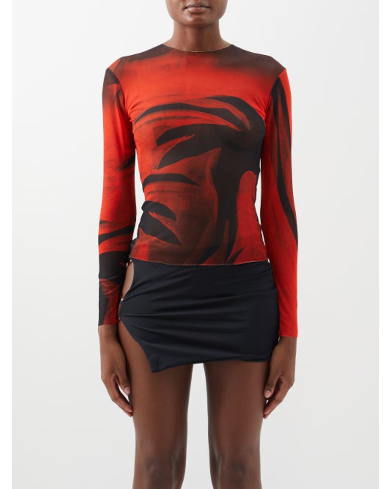 Louisa Ballou Damen Queen Print Mesh Top