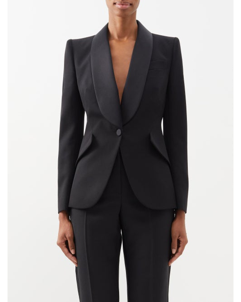Alexander McQueen Damen Satin-lapel Single-breasted Wool Tuxedo Jacket