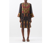 Bulgarian Rose Embroidered Linen Dress