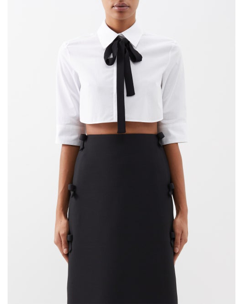 Valentino Garavani Damen Bow Tie Cotton-poplin Cropped Shirt