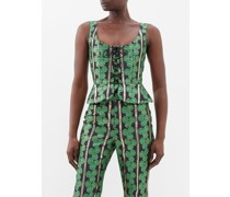 The Charlatan Floral-jacquard Corset Top