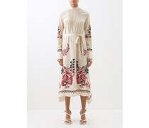 Le Marais Placée-print Silk Midi Dress
